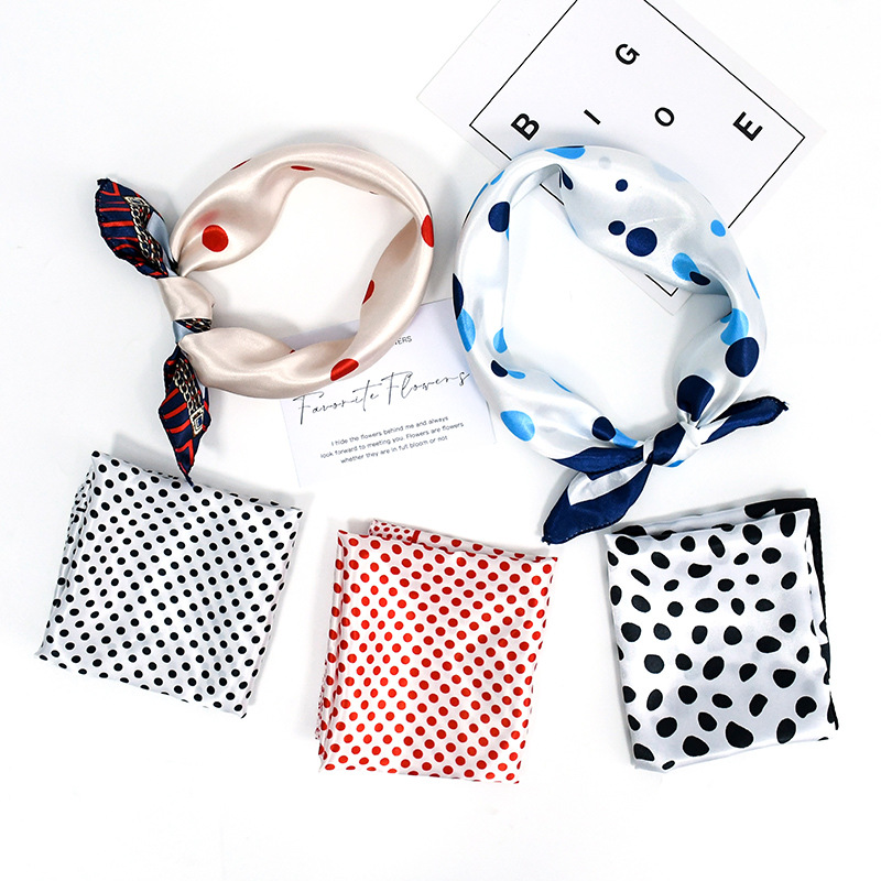 50 toallas cuadradas francesas retro punto de onda de color contraste de moda para proteger el cuello con patrón de cuello de seda de alta calidad bufandas