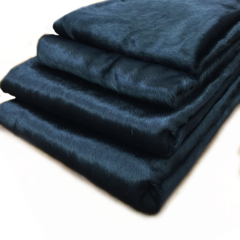 马毛皮料牛毛皮料黑色环保整张头层牛皮真皮皮料