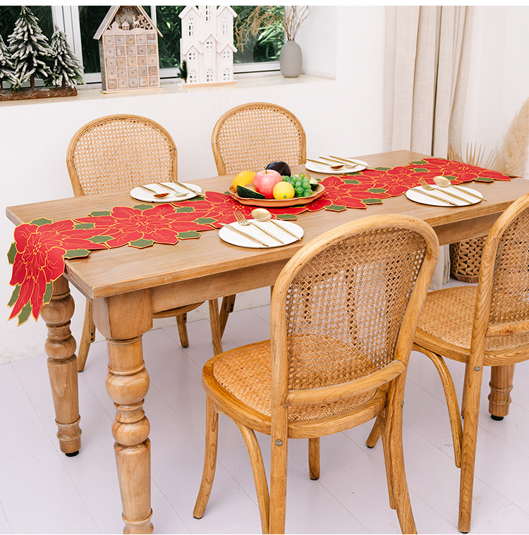 Christmas Decoration Christmas Flower Table Runner Christmas Restaurant Decoration Home Furnishing Tablecloth display picture 8