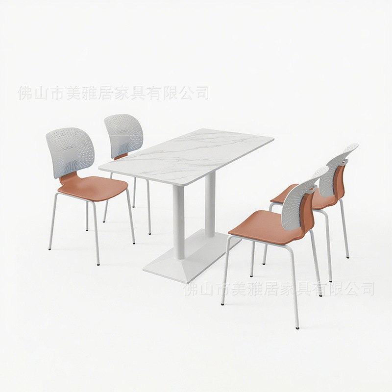 Mesa y silla de comedor de estudiantes de escuela Compañía comercial Comedor de personal de fábrica Comedor de postre Tienda de té de leche combinación de mesa y silla de comedor de tabla de roca