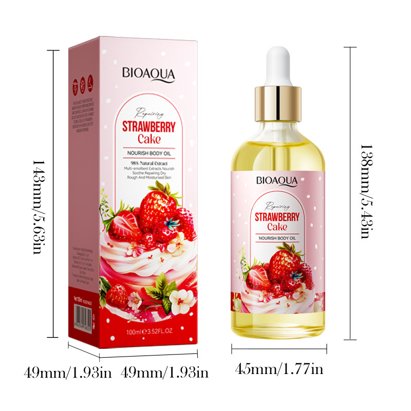 Olio corpo nutriente alla torta di fragole Full English Essence BIOAOUA Idratante per la pelle_voghion.com