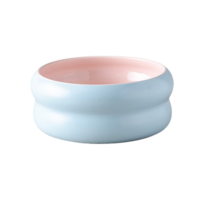 더블 롤러 그릇-외부 파란색과 내부 핑크