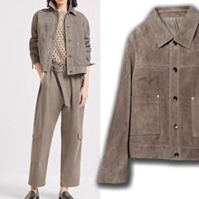 意大利进口反绒羊皮真皮皮衣外套女正肩高级感小个子2025新款通勤