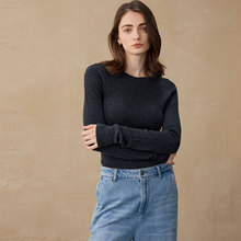2025秋冬羊绒打底衫长袖针织圆领套头羊毛针织衫女显瘦内搭毛衣女