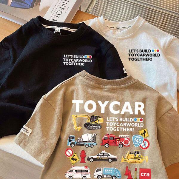 Cotton summer children's short sleeve T-shirt for boys with a round…