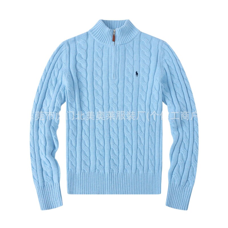 Cross-Border Wholesale Winter Rl Pony Logo Men's Knitwear Wool Sweater Stand Collar Zipper Polo Sweater Men's Sweater Cross-Border Wholesale Winter Rl Pony Logo Men's Knitwear Wool Sweater Stand Collar Zipper Polo Sweater Men's Sweater