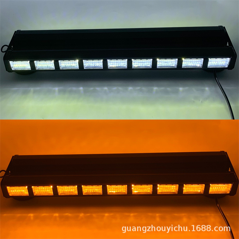 162Led Double Row Color Changing Strobe Light 360 ° Surrounding Light, Engineering Vehicle Warning Light, Ceiling Bar Light, Magnet Type