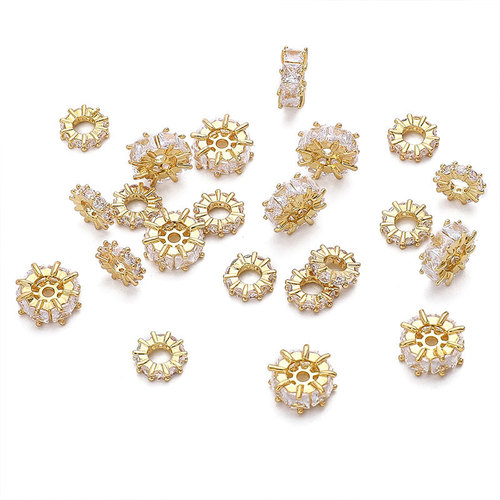 Colorful 14K Gold Plated Spoke Wheel Copper Separating Beads Pendant DIY Bracelet Necklace Separation Material Jewelry Accessories