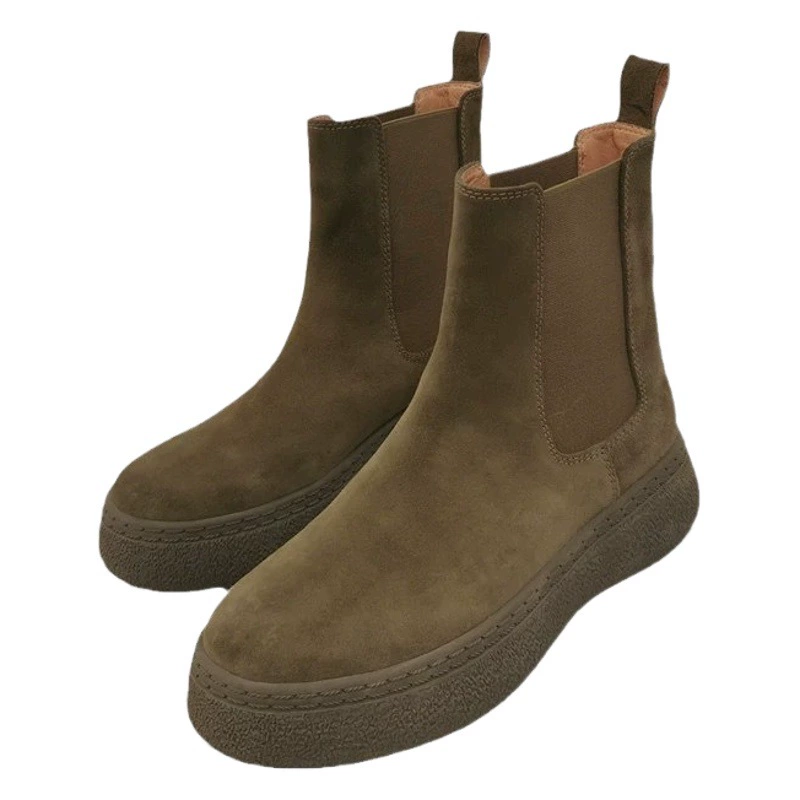 Ретро толстая подошва из матовой кожи Martin сапоги женщины 2025 новый дикий уличный рукав Челси короткие сапоги уродливые туфли