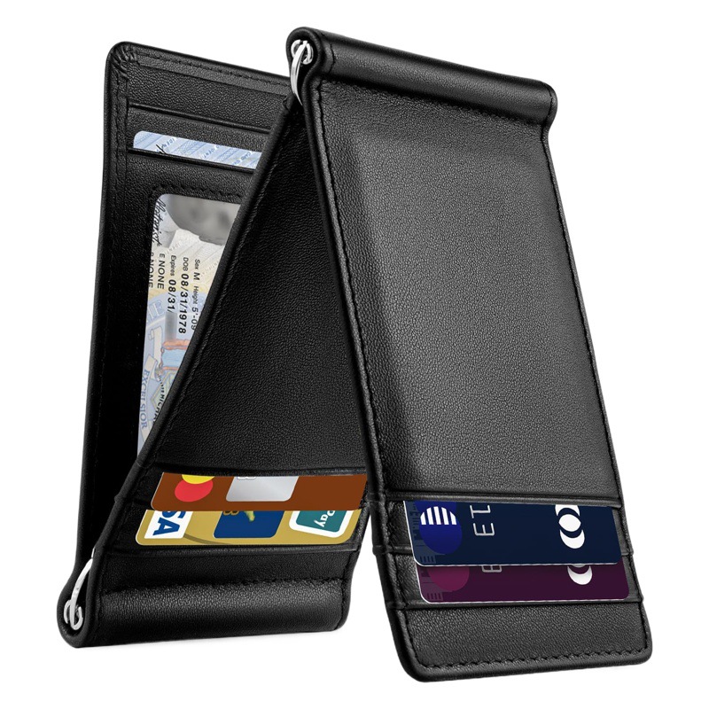 Cross-border plegable Flip nuevo titular de la tarjeta de gran capacidad titular de la tarjeta de acceso antirrobo tarjeta de acceso cubierta protectora billetera de cuero para hombres