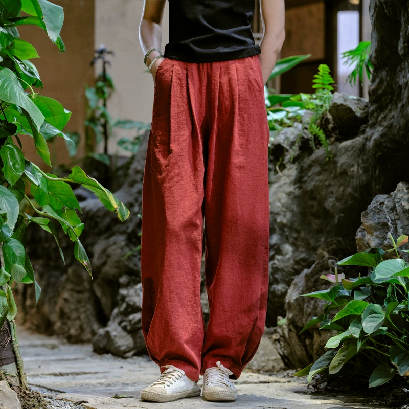 Casual Spring Trousers, cotton-linen blend, loose fit, mid-rise, multi-color sizes S–L