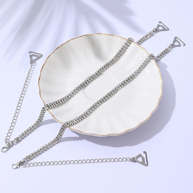 실버 더블 로우 다이아몬드 숄더 [삼각 버클] 메인 체인 30cm