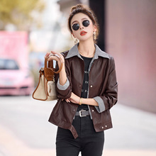 假两件绵羊皮皮衣外套女2025秋冬新款设计感拼接气质条纹夹克上衣