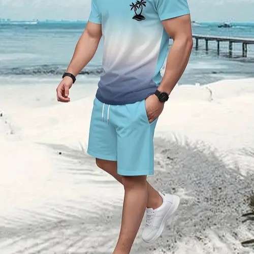 2025 nuevo producto Amazon nuevo estilo europeo y americano casual transfronterizo manga corta cuello redondo camiseta pantalones cortos traje ME5 MA04