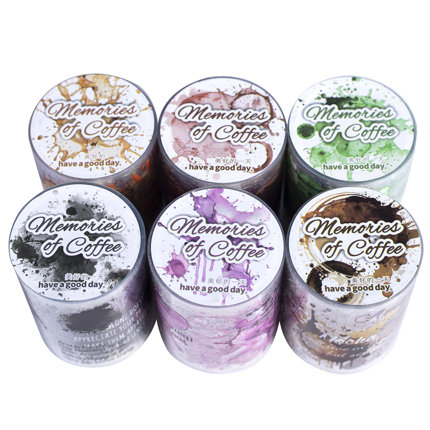 Hermoso día PET cinta troquelada memoria de café rastro de café collage material de cuenta de mano pegatinas decorativas de bricolaje