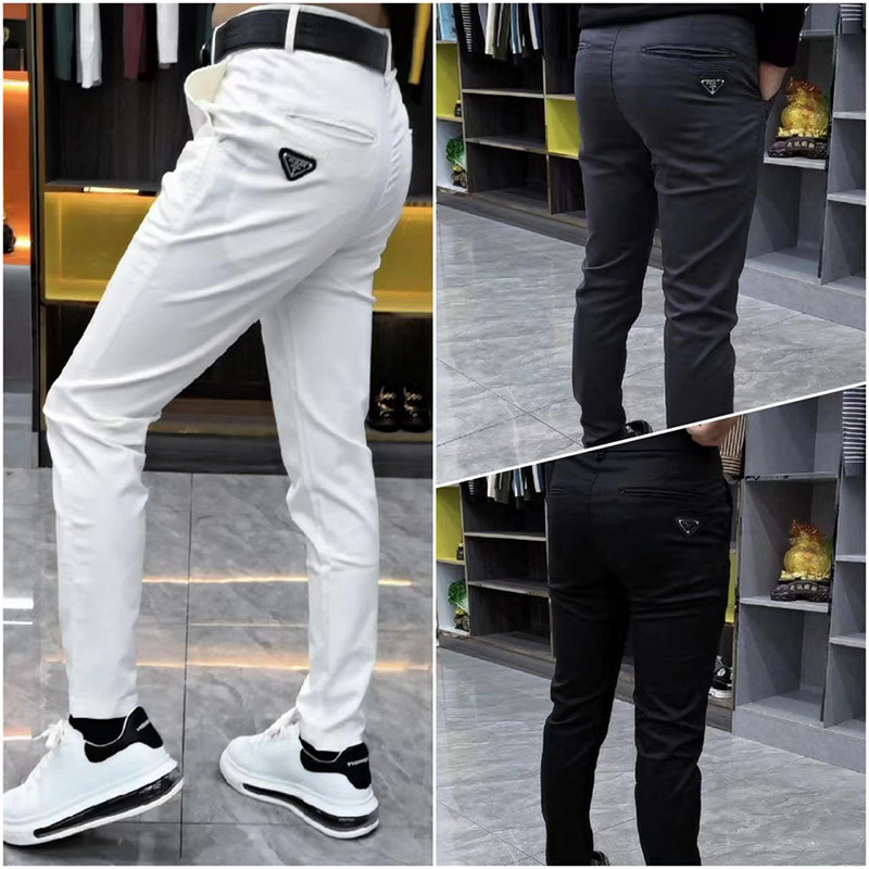 Spring and Summer Men's Trendy Fashion Casual Pants New Combed Cotton Business Versatile Comfortable Stretch Small Right-Angle Dress Pants