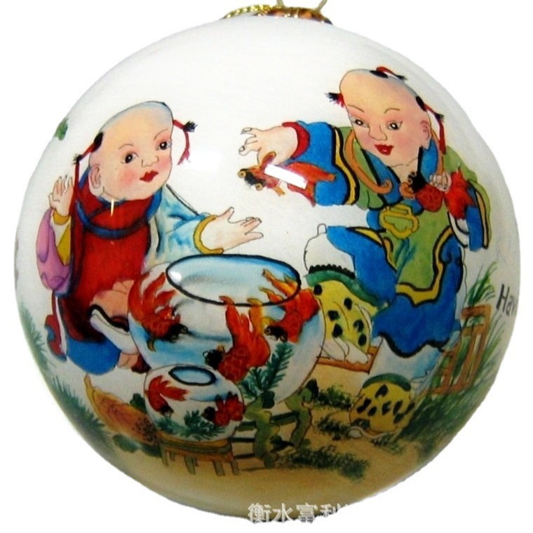 衡水内画圣诞球手绘内画玻璃球内画工艺品圣诞球内画民族特色礼品