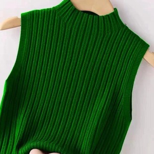 Ice Silk camisole women's summer 100 inner base I short mid collar knitted sleeveless T-shirt women's top fashionable western style