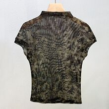 半高领薄款短袖t恤女2025夏秋新款高级感网纱上衣修身立领打底衫