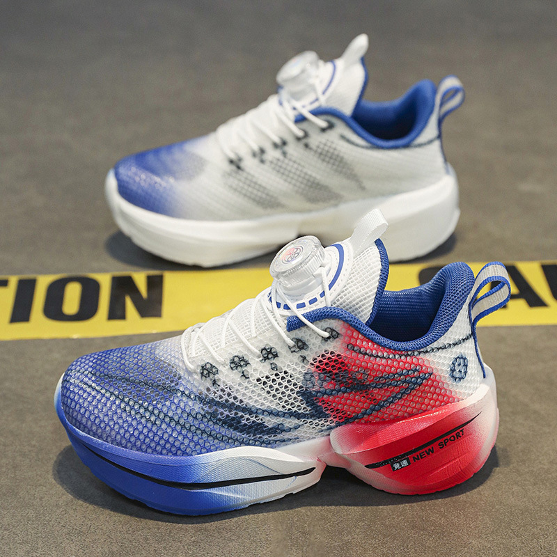 2025 nuevos zapatos de verano para niños, zapatos deportivos para niños, zapatos para correr de conejo rojo de tablero de carbono profesional ligero para estudiantes de escuela primaria