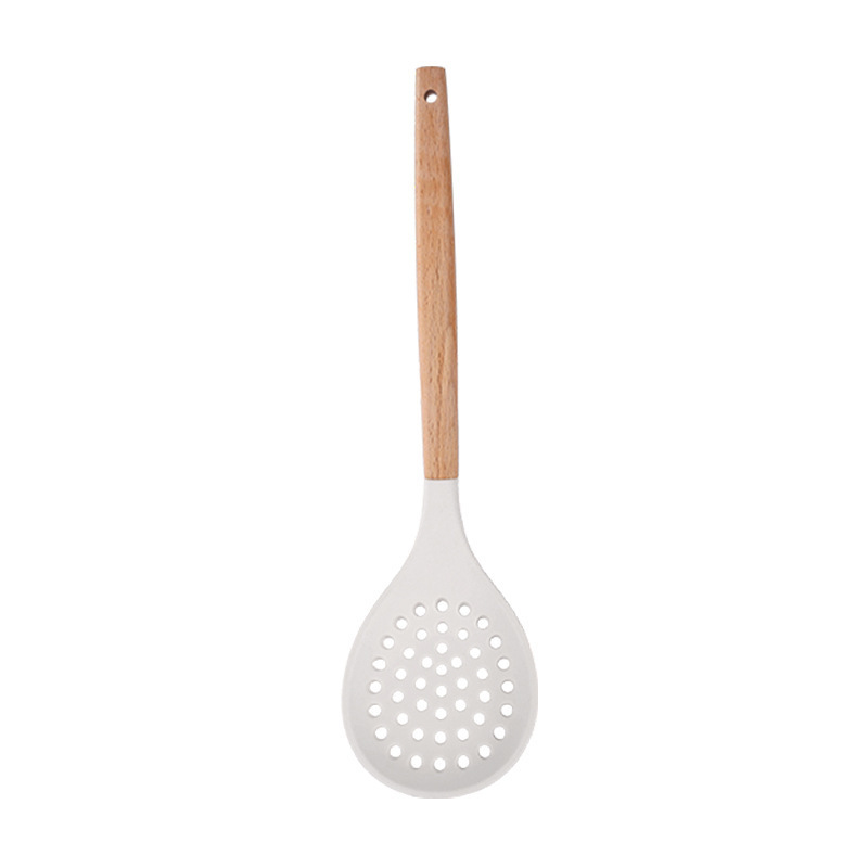 Mango de madera de silicona para utensilios de cocina de grado alimenticio resistente a altas temperaturas de cocina antiadherente de cocina