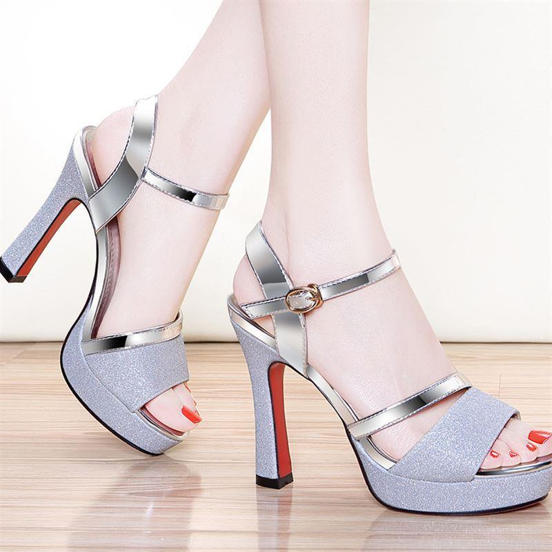 Sandals for Women 2023 New Summer Elegant Stiletto Heels Versatile Non-Tiring Feet Waterproof Platform Fashionable High Heels