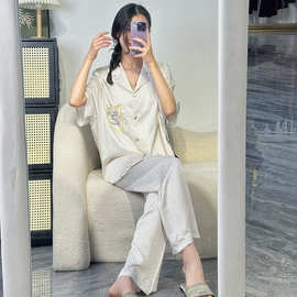 【汇源】HY26025# 春夏新款居家睡衣冰雪丝提花休闲时尚家居服套