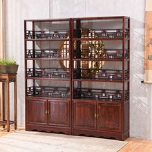 新中式实木书架茶叶展示架仿古展示柜榆木置物架紫砂壶商品展示架