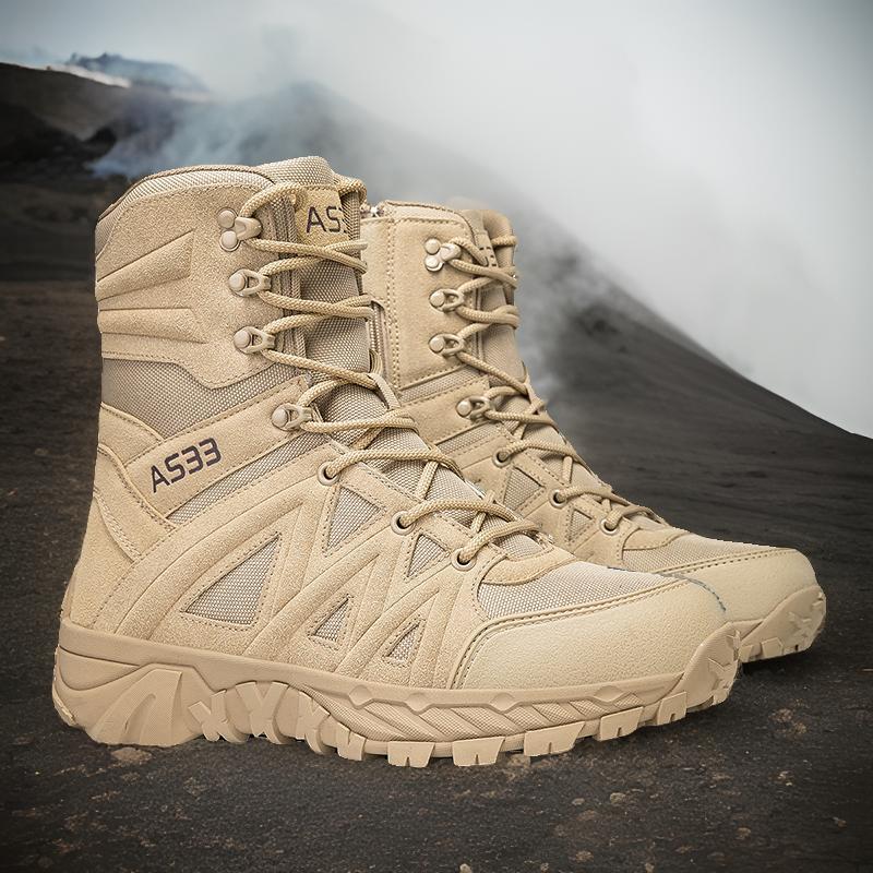 Botas militares de caña alta de gran tamaño transfronterizas al por mayor, botas tácticas transpirables, botas de combate resistentes al desgaste al aire libre, botas de entrenamiento de senderismo de fuerzas especiales