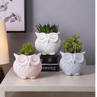 Cross-Border Owl Flower Pot Succulent Planting Green Plant Potted Plant Desktop Resin Decorative Crafts Ornaments Creative Flower Pots