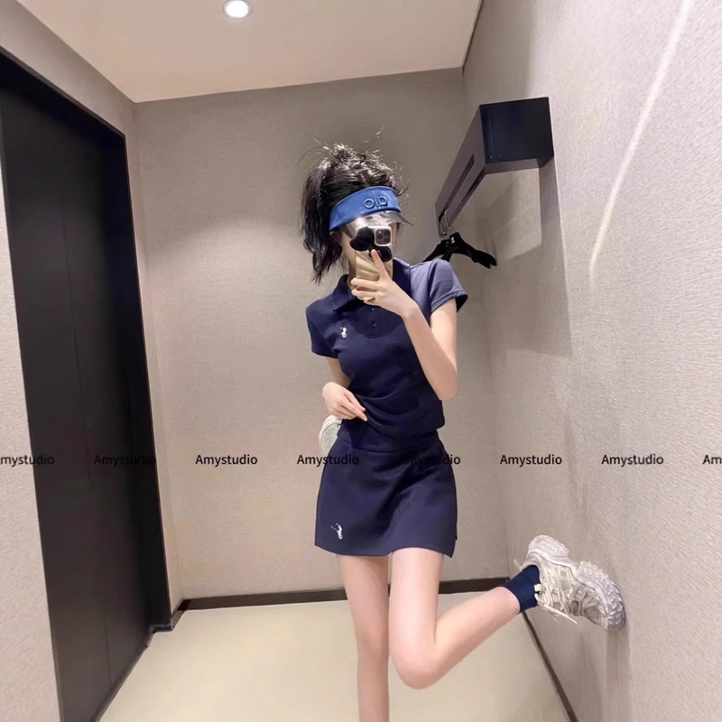 Korean Casual Sports Suit for Women 2025 New Summer Simple Polo Shirt Short-Sleeved Skirt Super Popular Two-Piece Set