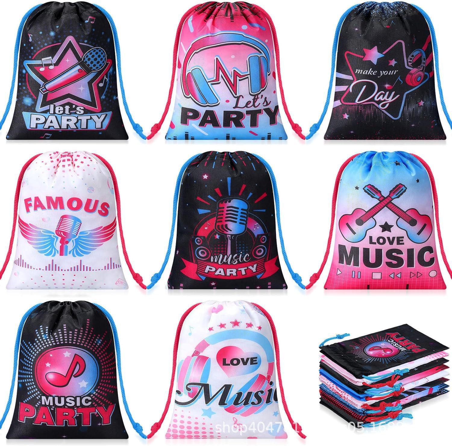 音乐束口袋十音乐儿童生日派对抽绳双肩背包袋便携收纳袋跨境
