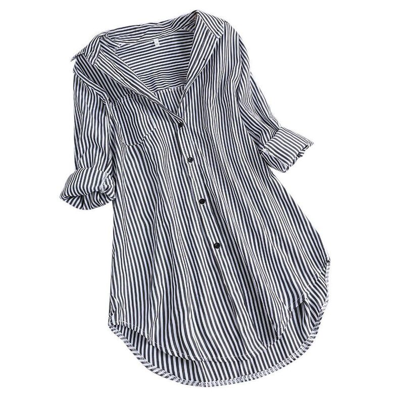 Europe and the United States cross-border Amazon AliExpress independent station 2023 spring and summer chic striped long sleeve lower collar loose shirt Women