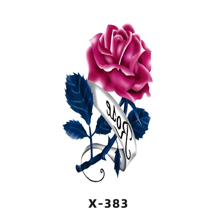 Arco de flor pequeña pegatinas de tatuaje fresco 3D dibujos animados transfronterizo Henna rosa impermeable texto en inglés pegatinas de tatuaje