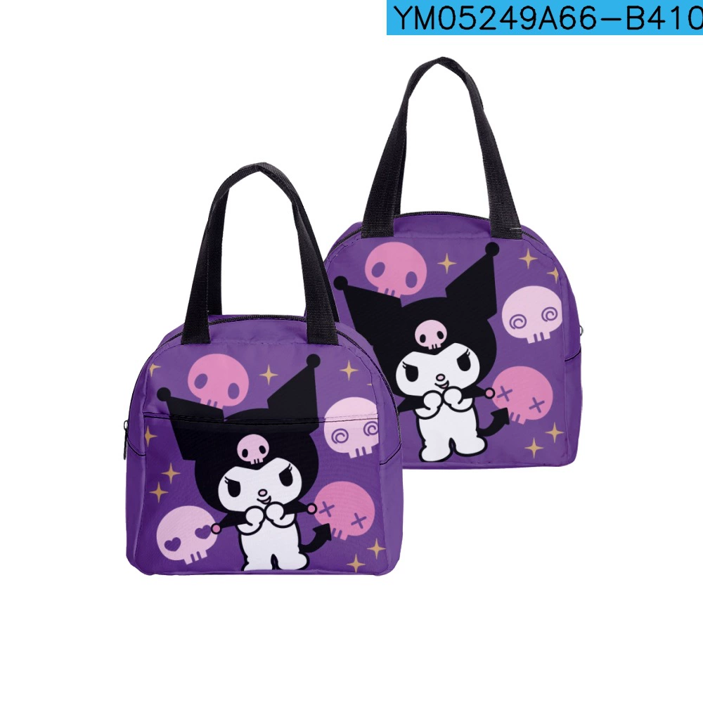 Lunch bag (Kuromi) — hand‑carry school lunch tote, zip closure, lightweight 0.15 kg