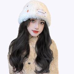 秋冬毛絨加厚帽子假髮新款韓版顯臉小保暖假髮帽子白鹿同款毛絨帽
