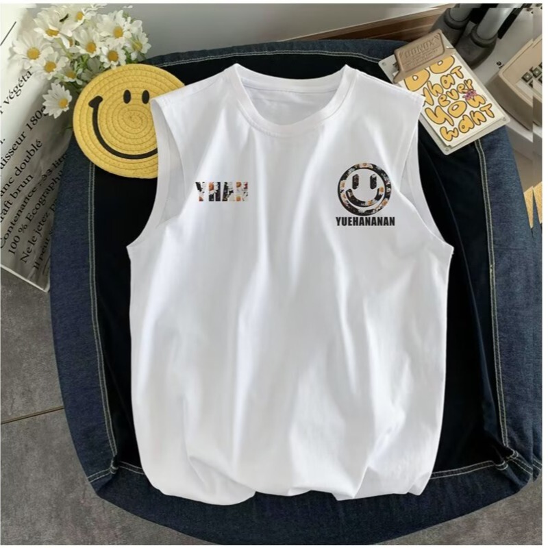 Little Daisy Vest Men's Summer Waistcoat High Street Basketball Sports American Hip Hop Cut Sleeve Internet Celebrity Smiley Sleeveless Edition