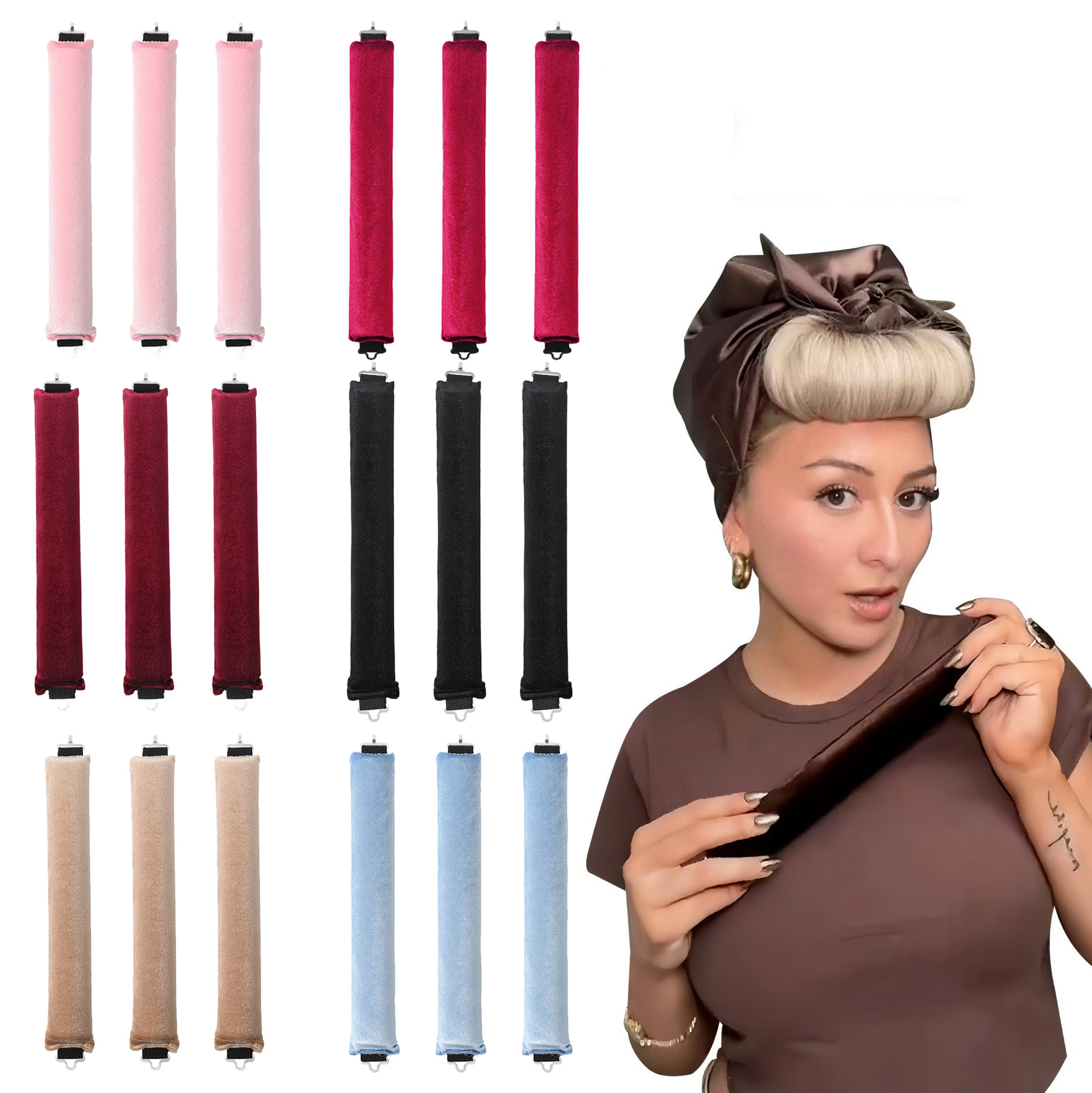 Cross-border bold no heat curling iron curling iron 3cm with buckle does not hurt lazy sleep big wave curling iron