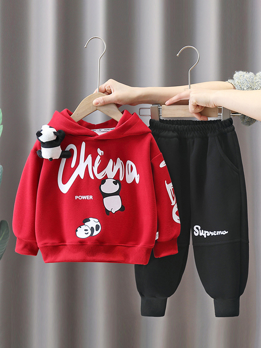 Conjunto de Sudadera Panda para Niños 6154, Primavera y Otoño 2026, Ropa de Bebé Moderna, Conjunto de Dos Piezas para Niños