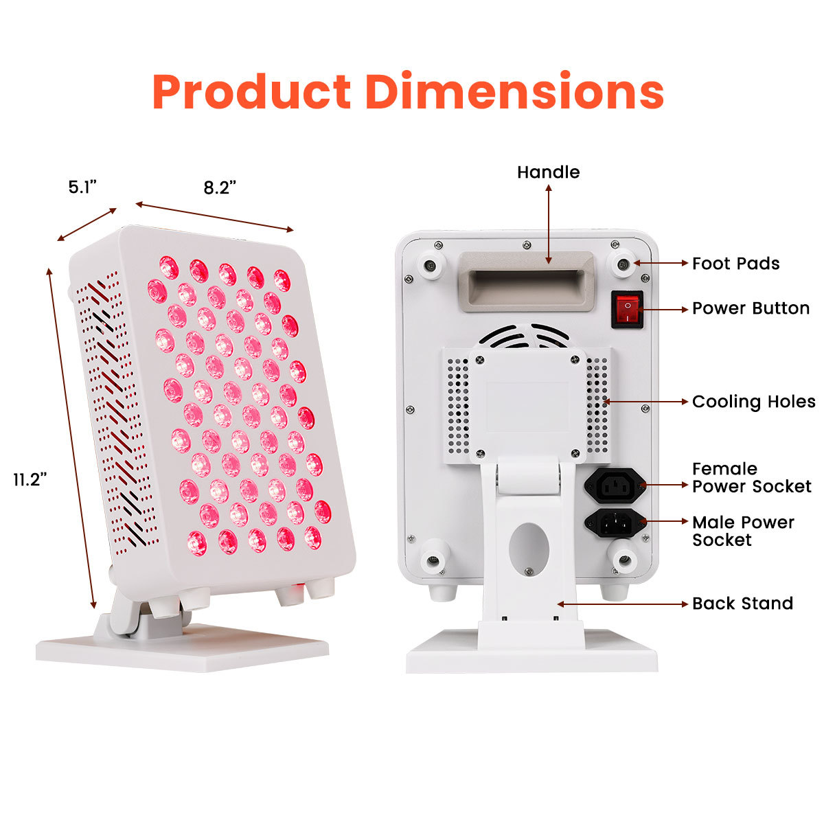 Lámpara de Terapia LED de 5 Espectros 630 660 810 830 850, Lámpara de Belleza Infrarroja, Lámpara de Belleza para el Hogar
