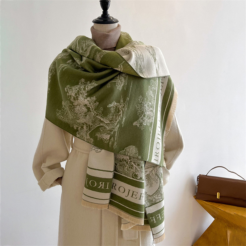 Nuovo Jacquard per Sciarpa Versatile, Scialle Caldo in Cashmere, Sciarpa in Stile Invernale_voghion.com