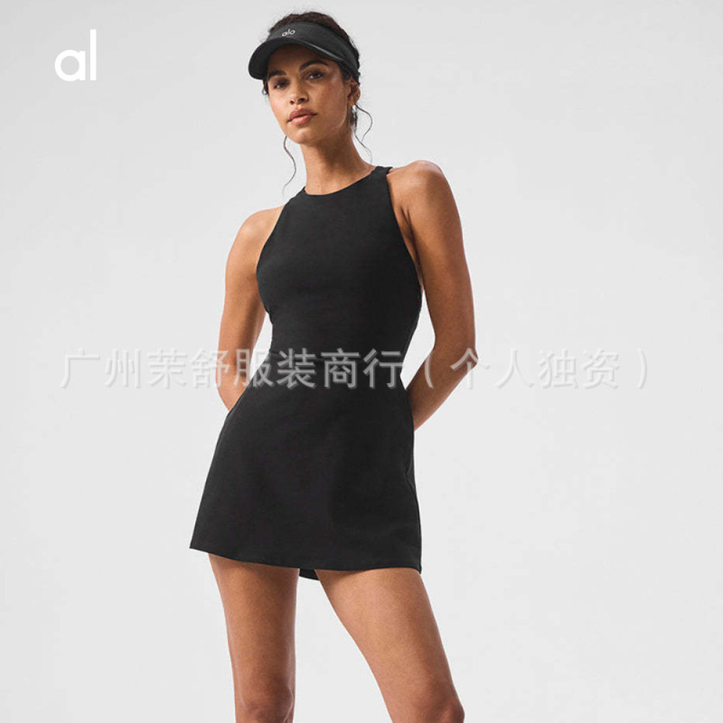alo原标2025款裸感网球裙防走光可拆卸胸垫专业运动训练服瑜伽裙|undefined