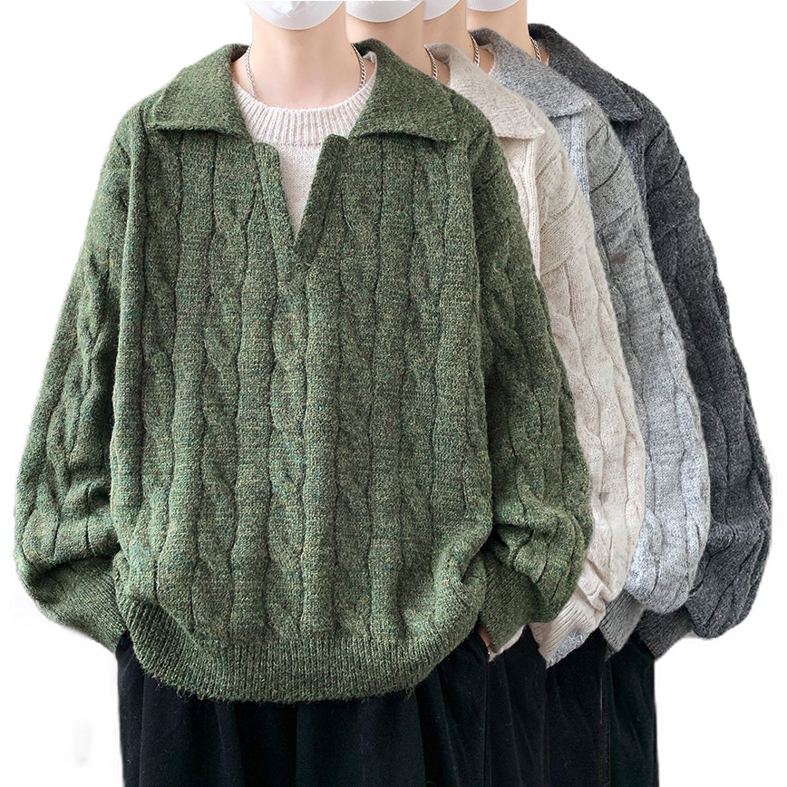 Explosiones transfronterizas de tamaño grande falso de dos piezas de polo camisa de punto de torsión suéter hombre viejo dinero fábrica de moda al por mayor