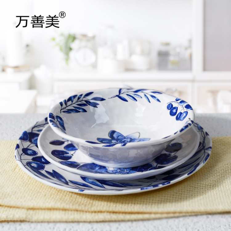 密胺盘碗碟套装餐具菜盘水果碟沙拉碗 北欧INS三件套组合定做批发