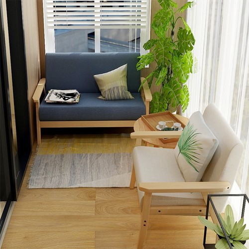 Wholesale Japanese-style sofa, small apartment minimalist solid wood style double chair, leisure rental room bedroom mini single two-person