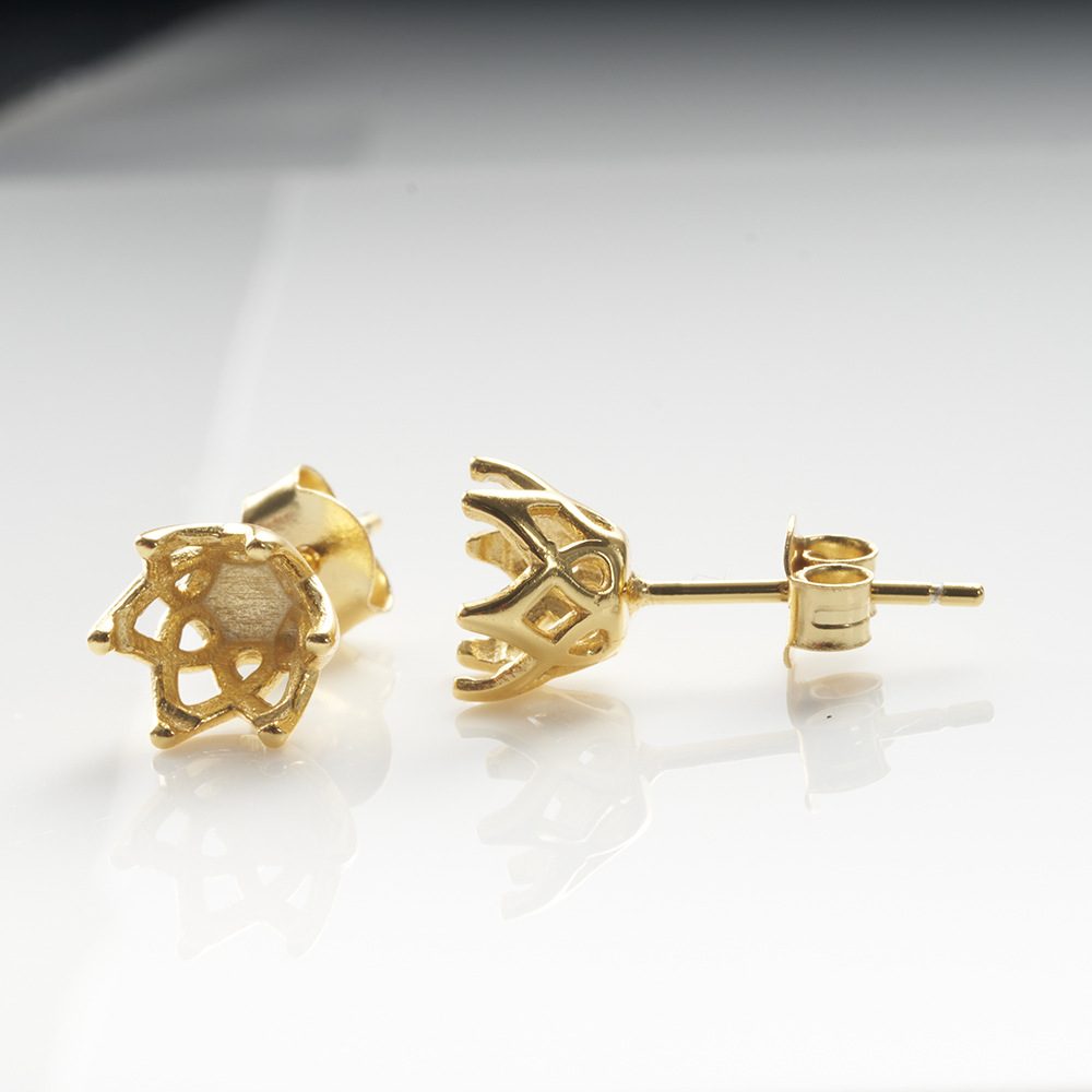 Transfronterizo S925 plata 1 quilates pernos de piedra de moissan plateado oro plata pernos de piedra de moissan plateado