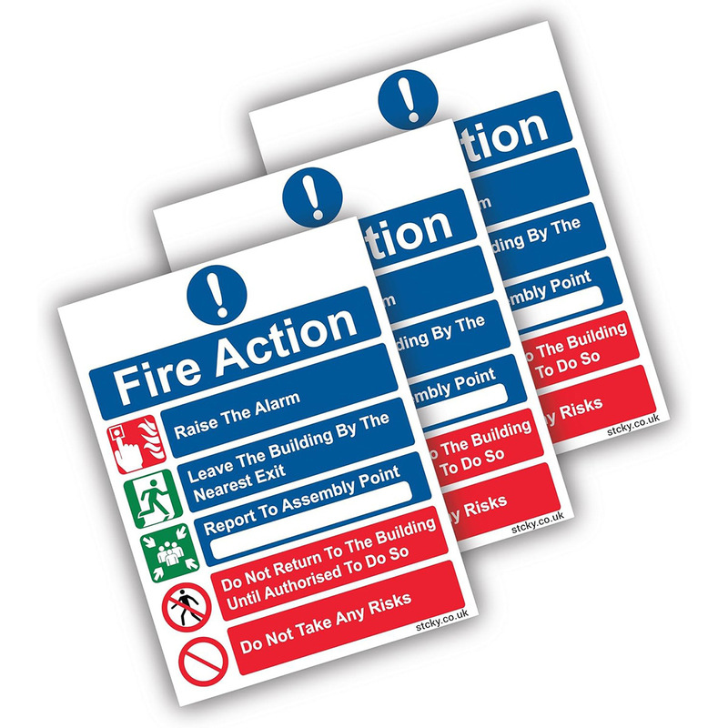 Fire Emergency Action Step Guide Signs, Fire Action Process Warning Signs, Public Place Guidance Stickers Fire Emergency Action Step Guide Signs, Fire Action Process Warning Signs, Public Place Guidance Stickers