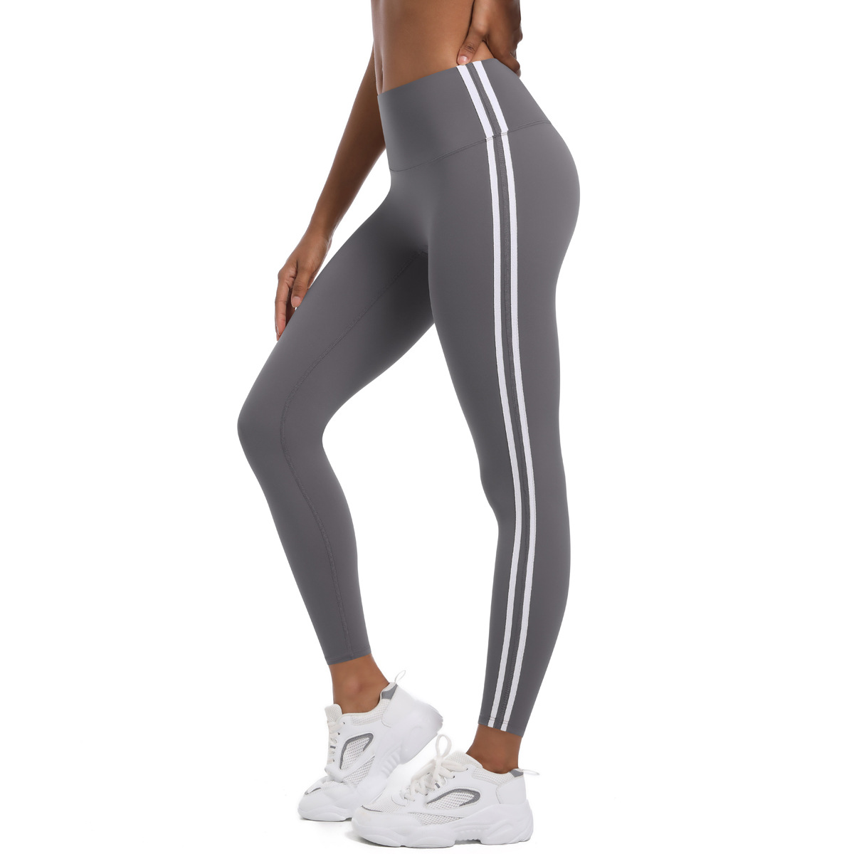 210g Weight Sleeveless Sleeve Length Nylon Fabric Type Short Top Length Leggings Pants Type Running, Sports Occasion Collarless Neckline Stripe Pattern Side Stripe Design Fitness, Sport Style Style Fitness Sport Style Stripe Nylon Collarless Side Stripe Active Bottoms Leggings 26