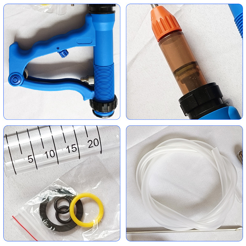 Dispositivo de alimentación de medicamento de llenado continuo ajustable para animales y dispositivo de alimentación de medicamento de llenado continuo para cerdo, ganado y oveja