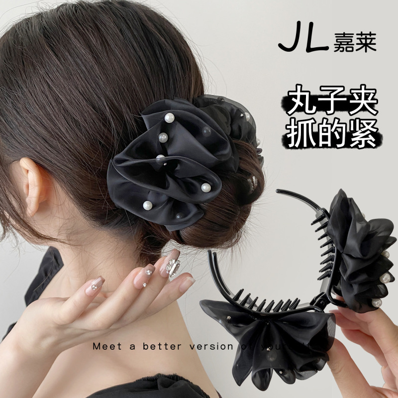 云朵泡泡双面大蝴蝶结抓夹女网纱鲨鱼夹后脑勺2025年新款发夹头饰|undefined